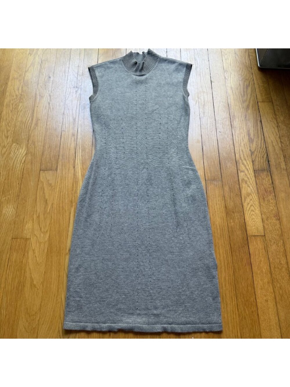 Brooks Brothers Size S Gray Wool Blend Sleeveless Mock Neck Sweater Dress - Picture 12 of 16